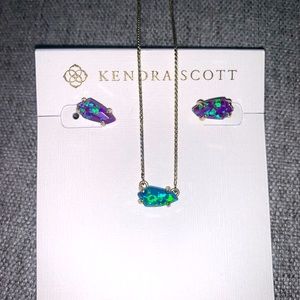 Kendra Scott Earring & Necklace set Purple & Ocean